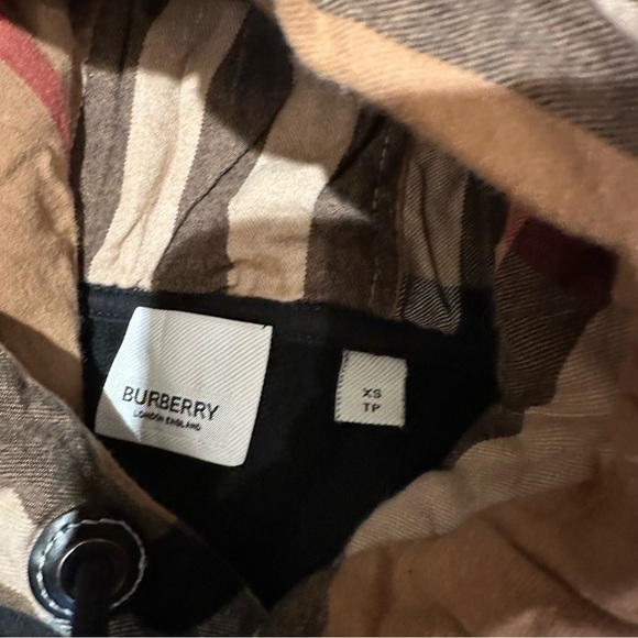 Burberry Black Hoodie with Tan Plaid Hood - Picture 3 of 7